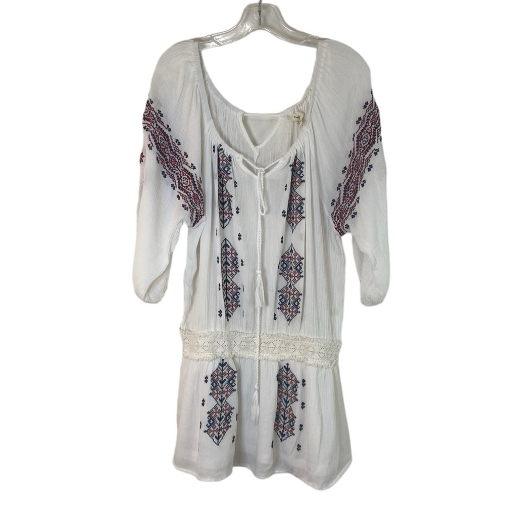 Freeway Mini Dress Flowy Boho Cross Stitch Embroidery Size Small